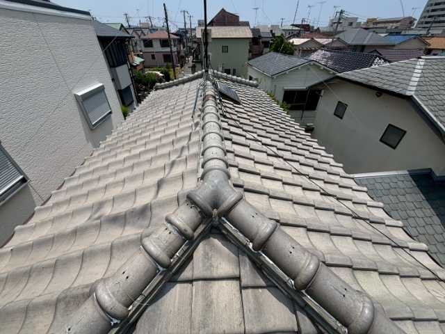 棟瓦と屋根全景